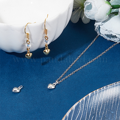 4 шт. 2 цвета 925 подвески в виде объемного сердца из стерлингового серебра с соединительными кольцами STER-UN0001-33-1