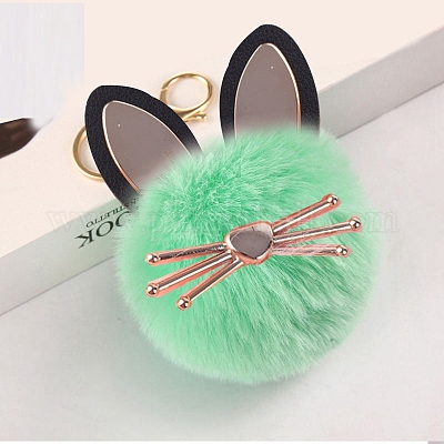 www. - Pom pom Cat Fluffy Faux Fur Keychain