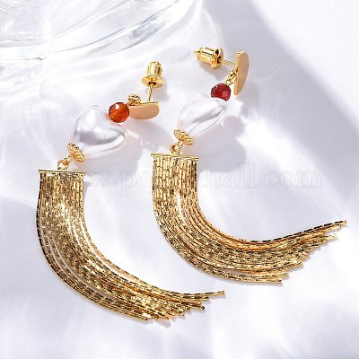 Серьги-гвоздики в форме сердечка из латуни EJEW-R014-07G-1