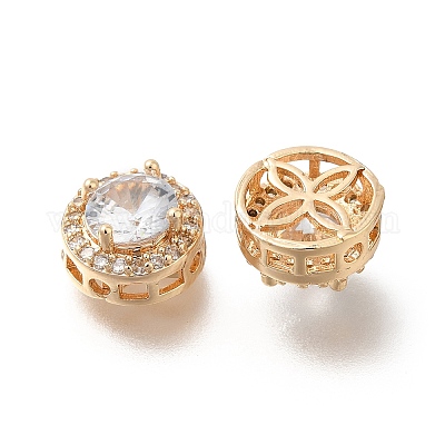 Стойки обшивки латунь микро проложить кубического циркония бусы KK-S399-09G-C-1