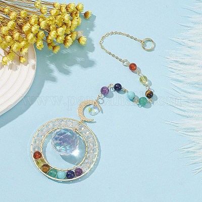 Стеклянные подвесные украшения в форме капли HJEW-TA00035-1