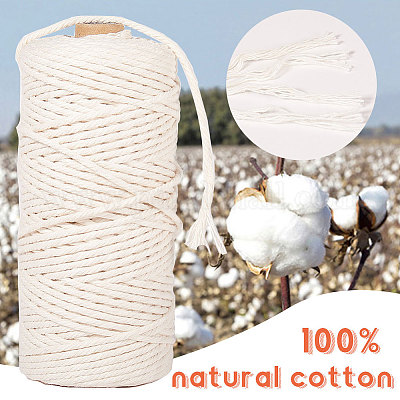 Macrame Cord 3Strands Twisted Cord Natural Cotton Macrame Rope for