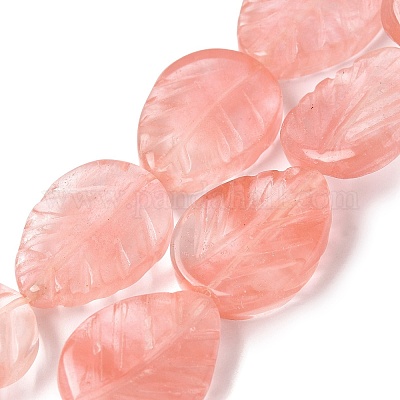 Нити резных бусин из вишневого кварцевого стекла G-B136-E01-1