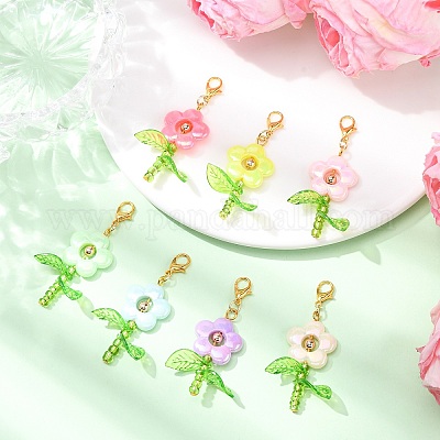 Цветочные акриловые подвесные украшения HJEW-JM04160-1