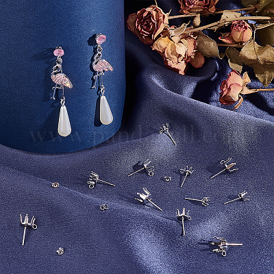 80 шт. 4 стиля плоских круглых сережек-гвоздиков из нержавеющей стали 304 STAS-UN0050-44-1