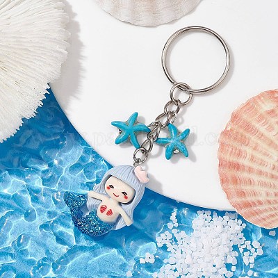 Брелок-подвеска из непрозрачной смолы «русалка» X1-KEYC-JKC00624-01-1