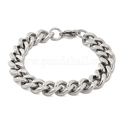 Браслеты из кубинской цепочки из нержавеющей стали 304 для женщин и мужчин BJEW-D304-01P-1