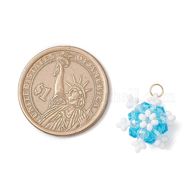 Подвески-снежинки из стеклянных бусин PALLOY-MZ00815-03-1