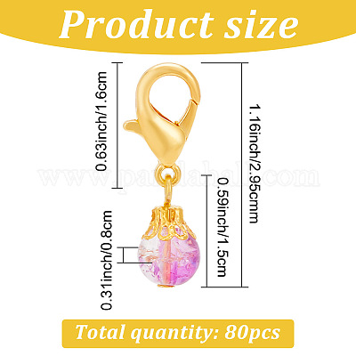 80 шт. круглые стеклянные бусины с эффектом потрескивания HJEW-PH0001-62-1