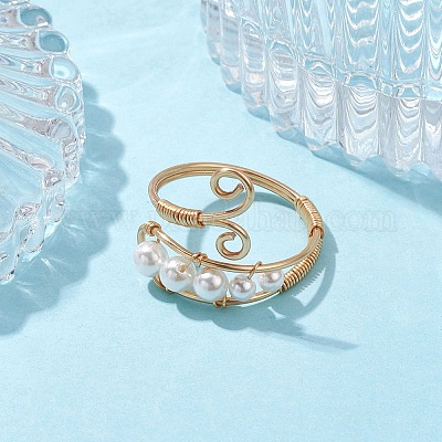 Открытые кольца-манжеты с натуральным жемчугом RJEW-TA00110-02-1