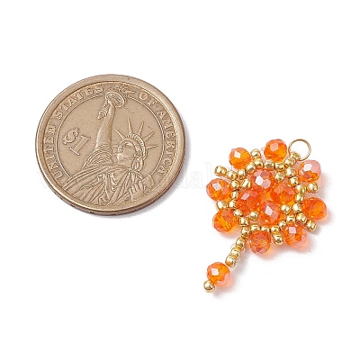 Подвески-цветы из стеклянных бусинок ручной работы PALLOY-MZ00492-03-1