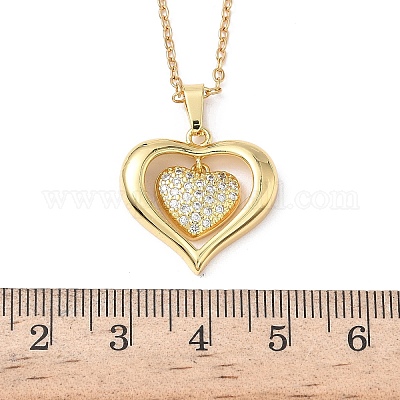 Женские цепочки с подвеской в виде сердца из латуни NJEW-D341-03G-1