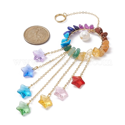 Стеклянные подвески в виде звезд HJEW-JM01246-01-1