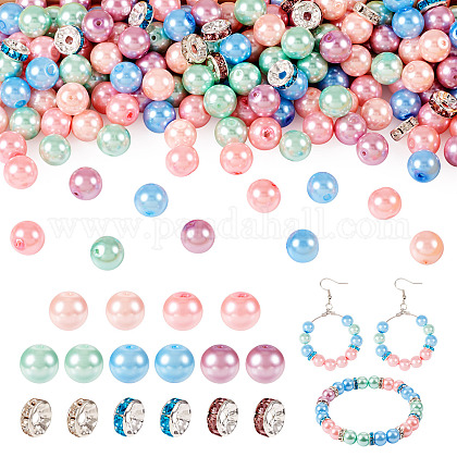 NBEADS 100 pezzo di Perline Distanziatrici Quadrate Colorate Da 6 mm con Strass Trasparenti per Braccialetti Europei
