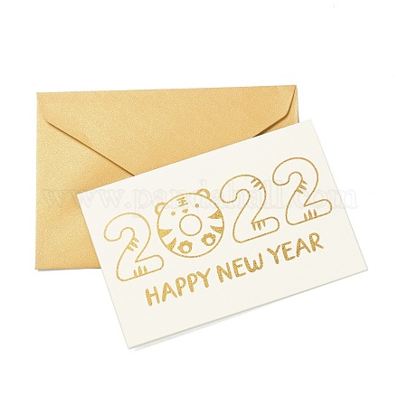 Sobres y tarjetas de felicitación de papel con tema de año nuevo DIY-L060-A01-1