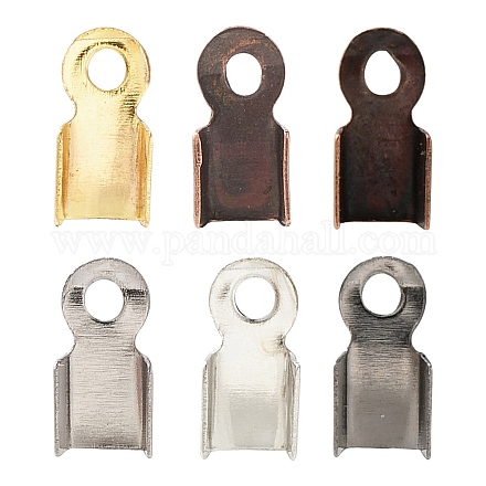 600 Stück 6 Farben faltbare Crimpenden aus Eisen IFIN-YW0003-26-1