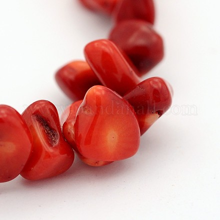 Tinti sintetici corallo rosso fili di perle G-J278-15-1