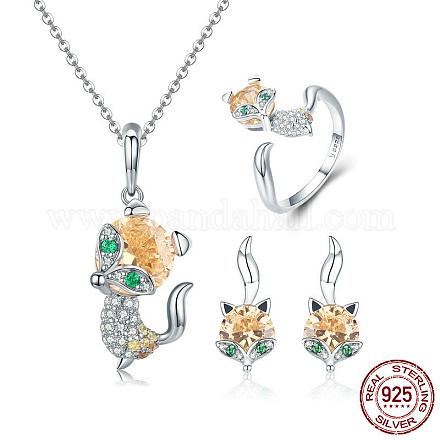 925 Sterling Silver Jewelry Sets SJEW-FF0002-06P-1