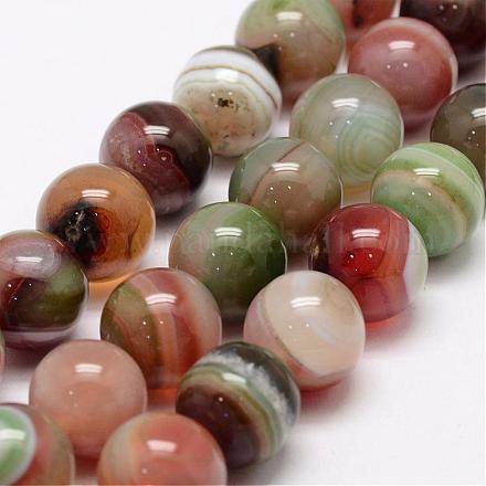 Chapelets de perles en agate rayée naturelle/agate à bandes G-K155-B-14mm-03-1