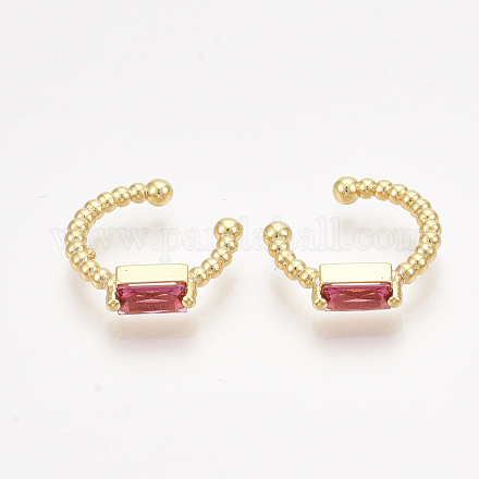 Brass Cubic Zirconia Cuff Earrings EJEW-S201-181C-1