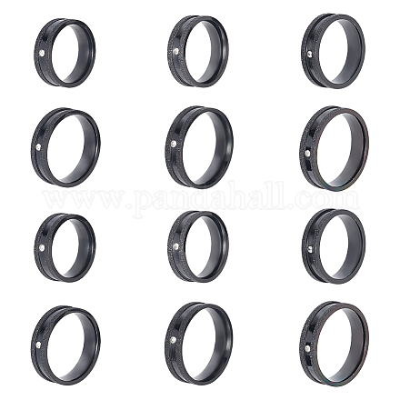 Unicraftale 12 pz 6 set di anelli scanalati con strass di cristallo RJEW-UN0002-72EB-1