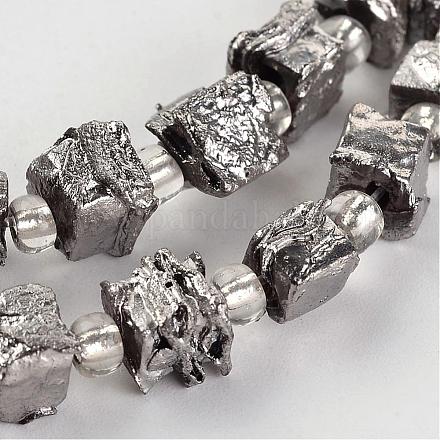 Electroplated Natural Dragon Bone Stone Beads Strands G-I177-05C-1