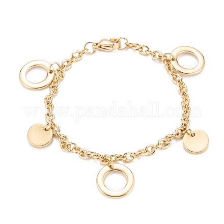 Vacuum Plating 304 Stainless Steel Charm Bracelets STAS-A052-27G-1
