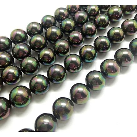 Colorful Polished Round Grade A Shell Pearl Bead Strands BSHE-M025-B-14mm-1