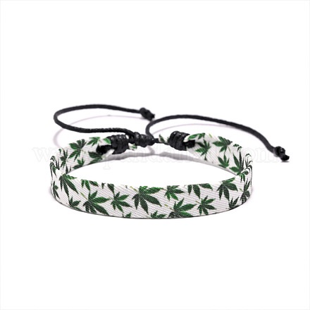 Плетеные браслеты из ткани и вощеного шнура с напечатанным узором в виде кленового листа для мужчин и женщин FS-WG27F11-01-1