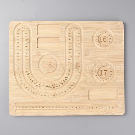 長方形の木製ブレスレットデザインボード  ビーズブレスレットネックレスジュエリー作成用  バリーウッド  34.5x28.3x1.05cm TOOL-YWC0003-03A-1