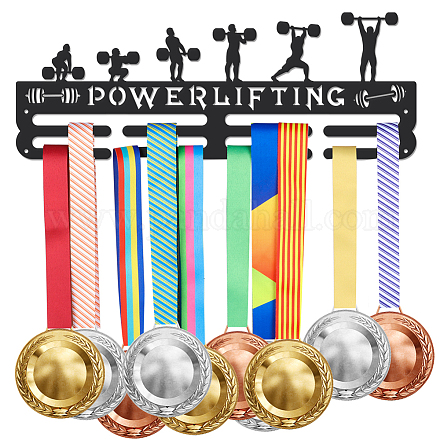 SUPERDANT Powerlifting Medal Hanger Display Weightlifting Sports Medals Display Rack for 40+ Medals Wall Mount Ribbon Display Holder Rack Hanger Decor Iron Hooks Gifts for Athletes ODIS-WH0021-520-1