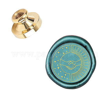 SUPERDANT Shake Hands Pattern Wax Seal Stamp Head 25mm Removable Brass Head Vintage Sealing Stamp for Embellishment Packing AJEW-WH0130-667-1