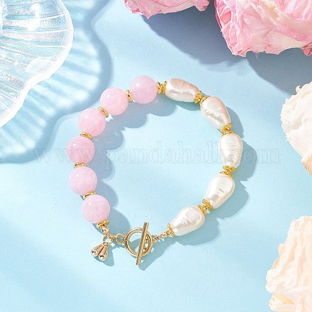 Браслеты из акриловых бусин с имитацией драгоценных камней и искусственного жемчуга ABS для женщин BJEW-JB12157-03-1