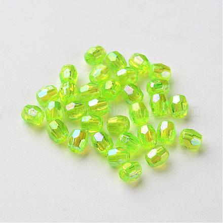 AB Color Plated Eco-Friendly Transparent Acrylic Barrel Beads TACR-L002-4mm-35-1