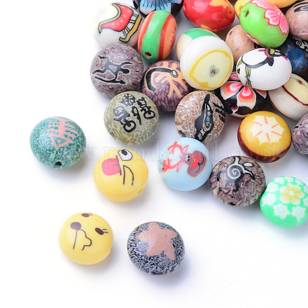 Eco-Friendly Handmade Polymer Clay Beads CLAY-S087-17-1