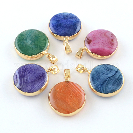 Dyed Natural Agate Flat Round Pendants G-R275-120-1