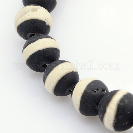 Perles de dzi motif rayé style tibétain X-TDZI-Q001-8mm-01-1