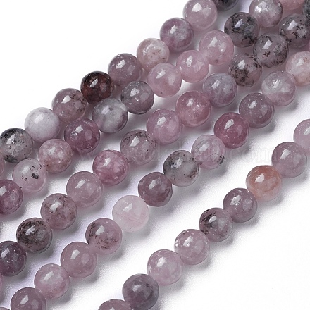 Perles de lépidolite naturelle / mica violet G-G770-04A-6mm-1