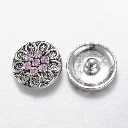 Alloy Rhinestone Snap Buttons X-SNAP-R029-15AS-1