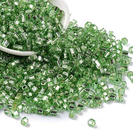 ガラスシードビーズ  銀並ぶ  正方形  薄緑  3~4x3x3mm  穴：1.2mm  約6300個/ポンド SEED-M011-01A-20-1
