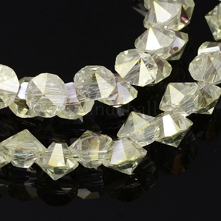 Full Rainbow Plated Diamond Shape Glass Bead Strands EGLA-J103-FR01-1