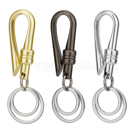 Hobbiesay 3 Stück robuste Schlüsselanhänger aus Legierung in 3 Farben mit 2 abnehmbaren Schlüsselringen FIND-HY0002-93-1