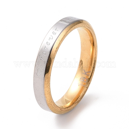 Word forever love 201 anillo de dedo plano de acero inoxidable para mujer RJEW-I089-02GP-1