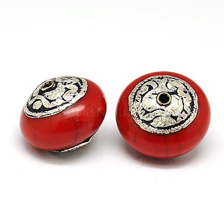 Handmade tibetischen Stil Perlen TIBEB-K023-02C-22mm-1