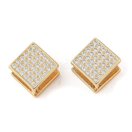 Серьги-кольца из латуни с микропаве из прозрачного кубического циркония для женщин EJEW-G394-30G-1