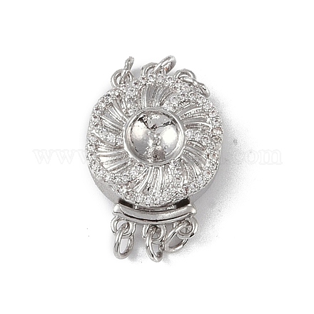 Покрытие стойки латунь микро паве прозрачный кубический цирконий застежки коробки KK-G494-01P-1