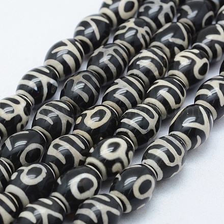 Brins de perles dzi à motif humain/da ren de style tibétain TDZI-K003-17A-01F-1