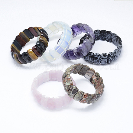 Natural & Synthetic Mixed Stone Stretch Bracelets BJEW-K195-16-1