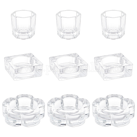 Superfindings 9 pz 3 dappen di vetro stile piatto/coperchio ciotola tazza di cristallo piatto MRMJ-FH0001-15-1
