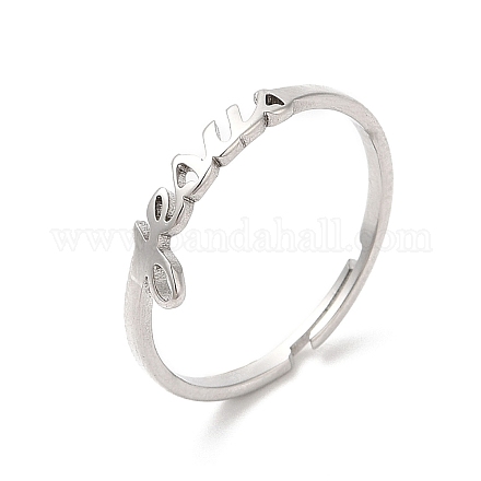 304 anillo ajustable con palabra de acero inoxidable. RJEW-L107-028P-1